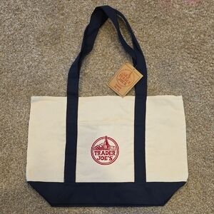 Trader Joe's Navy Blue Canvas Tote Bag